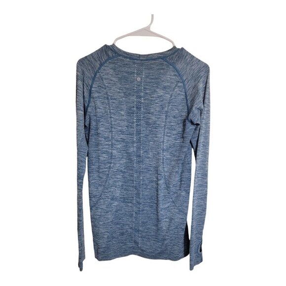 Lululemon Top Women 8 Blue Run Swiftly LS Space Dye Poseidon Heathere Athleisure - Picture 2 of 8